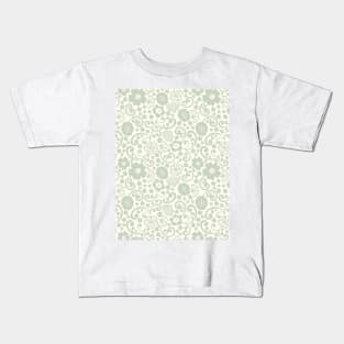 swedish kurbits Scandinavian folkart dala horse traditional vintage rosemaling sage green Kids T-Shirt